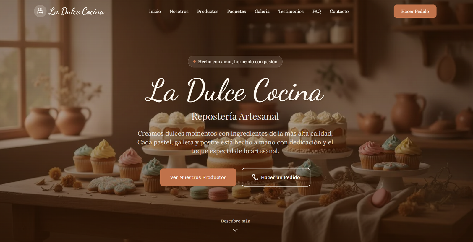 Vista previa del sitio para Repostería